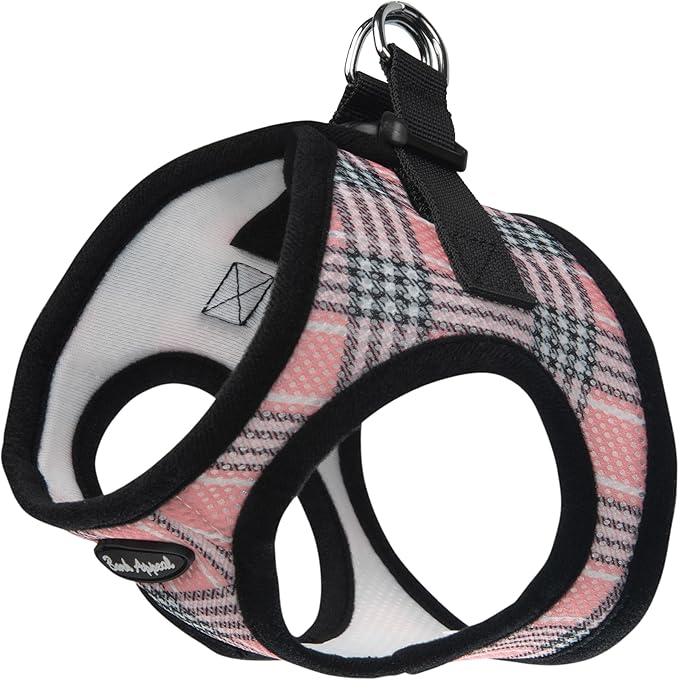 Bark Appeal Pink Plaid Step-in Dog Harness for Extra Small Sized Pets – Updated Sizing, Re-Measuring is Essential – Soft Vest Harness – Anti-Choke with Adjustable Strap & Heavy Duty Clip – XXS