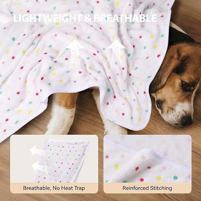 LINENLUX 1 Pack 3 Blankets Super Soft Fluffy Premium Fleece Dog Blankets for Puppy Cat Pet Blanket Flannel Throw Warm Sleep Polka Dot-3pcs 31x20 inch
