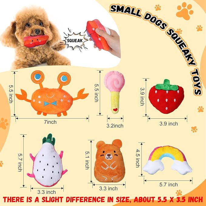 Hungdao 80 Pcs Dog Squeaky Toys Bulk for Small Dog Cute Plush Stuffed Puppy Chew Teething Toys Pet Bundle Easter Gift for Chewing Cleaning & Interactive Play