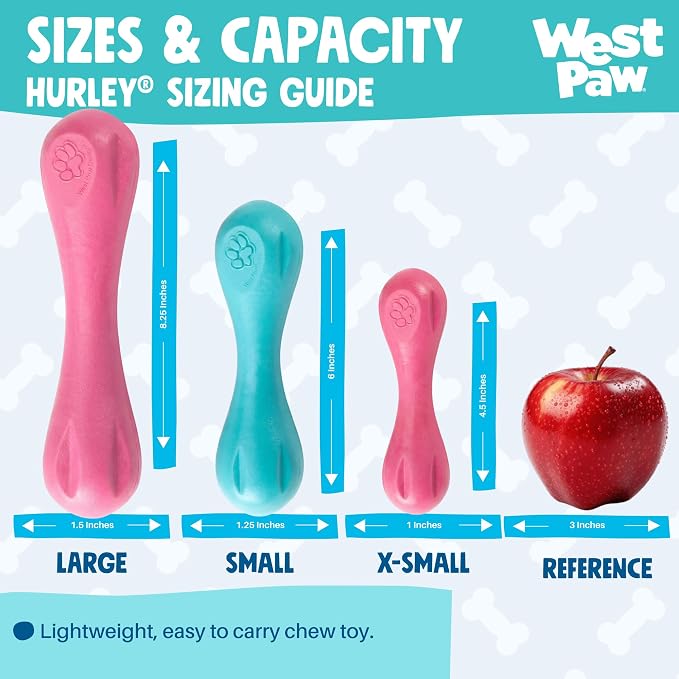 WEST PAW Zogoflex Hurley Dog Bone Chew Toy – Floatable Pet Toys for Aggressive Chewers, Catch, Fetch – Bright-Colored Bones for Dogs – Recyclable, Dishwasher-Safe, Non-Toxic, Large, Teal