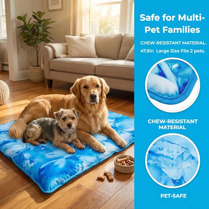 Dog Cooling Mat 2.0, Double-Sided Non-Slip Pet Cooling Pad, Washable and Durable, Indoor & Outdoor Summer Cooling Mat for All Pets, Keep Dogs and Cats Cool and Comfortable (29.5" x 29.5")