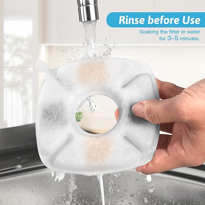 32 Pcs Cat Fountain Replacement Filters 16 Pack Cat Water Fountain Replacement Filters with 16 Pack Pre-Filter Sponges, Pet Fountain Filter Fit for 95oz/2.8L Automatic Pet Fountain Cat Water Fountain