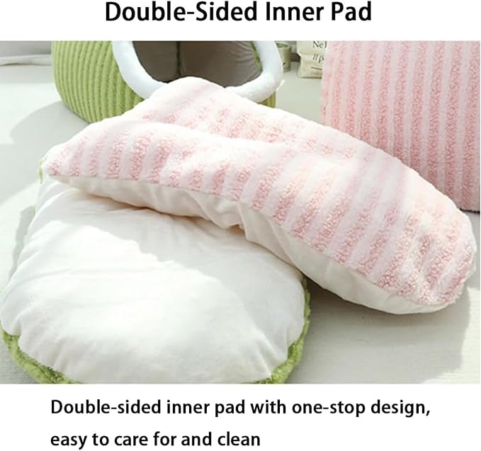 Warm Nest Bed, Soft Cozy Pet Cave with Removable Cushion, Non-Slip Washable Soft Slipper Cave for Small and Medium Pets (Green, Small)