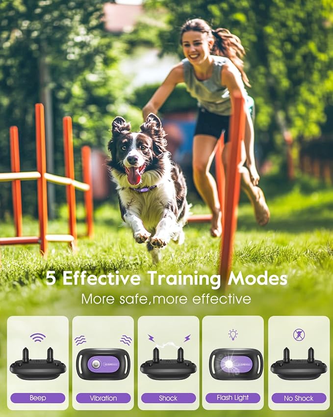 SLOPEHILL Dog Shock Collar - 4200FT Dog Training Collar with Remote,IPX8 Waterproof E-Collar with Beep,Vibration,Shock,Flash Light,No Shock Mode,Shock Collar for Small Medium Large Dog 8-140lbs,Purple