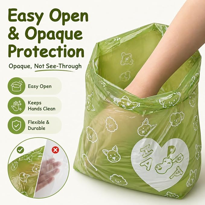IUI Dog Poop Bags 600 Count Lavender Scented Dog Waste Bags with Dispenser, 13" x 9" Thick Leak-Proof Heavy Duty Large Pet Waste Bags for All Dogs, 30 Refill Rolls (Green)