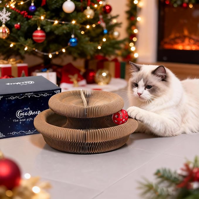 Goosheep 2Pack Kitty Kurlz Magic Organ Cat Scratching Board Kitty Curls Accordion Toy Cats Scratching Post Ball Track, Kitten Fun Intelligence Physical Exercise Educational Toy