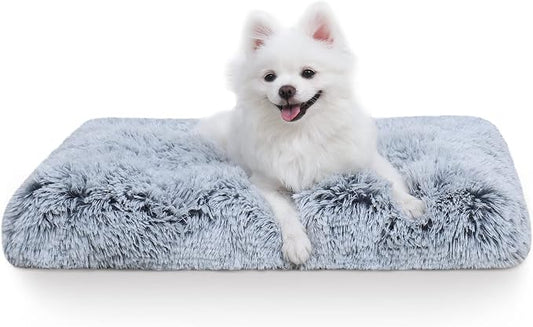 Vonabem Medium Dog Bed Washable, Soft Puppy Crate Beds for Medium Small Dogs and Cats, Plush Soft Puppy Pet Beds, Anti-Slip Dog Cage Mats for Sleeping, Kennel Pad 30 Inch Grey