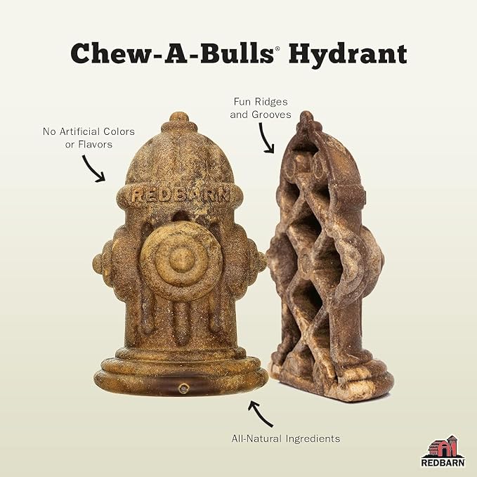 Redbarn Chew-A-Bulls, 12 Pack – Medium Hydrant Shape Dog Dental Treats – Daily Oral Care with Fun Ridges & Grooves, All Natural Ingredients, Highly Digestible Chews & Low in Fat