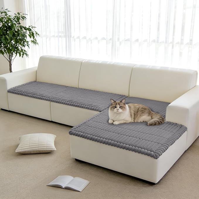 Fuzzy Pet Couch Covers for Dogs Washable, Thick Couch Covers for 3 Cushion Sofa Pet Friendly, Non Slip Plush Dog Couch Cover for for Sectional, Loveseat (Charcoal Gray, 27.6" x 83")