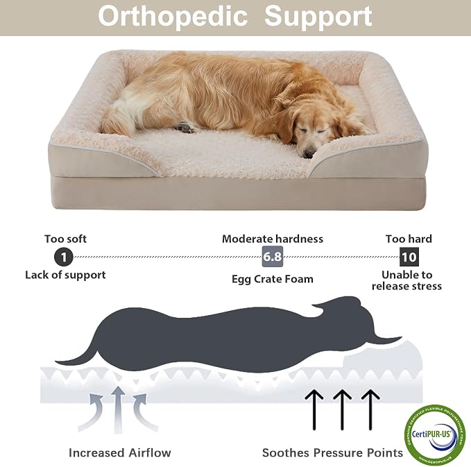 WNPETHOME Dog Beds for Large Sized Dogs, Washable Orthopedic Dog Couch Sofa Bed with Waterproof Lining & Non-Skid Bottom for Pet Sleeping