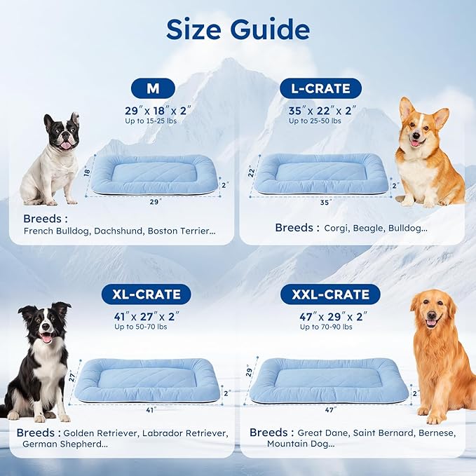 ZOMISA Cooling Dog Bed Q-MAX >0.5, Cooling Crate Mat for Extra Large Dogs, Cold Kennel Pad XXL with Chill Breathable Washable Fabric for Summer, 47x29x2'', Blue