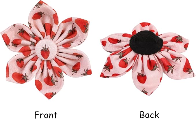 Lionet Paws Dog Collar with Flower - Cute Cotton Adjustable Flower Dog Cat Collar with Metal Buckle for Puppy Girl Boy, XS, Neck 8-12in