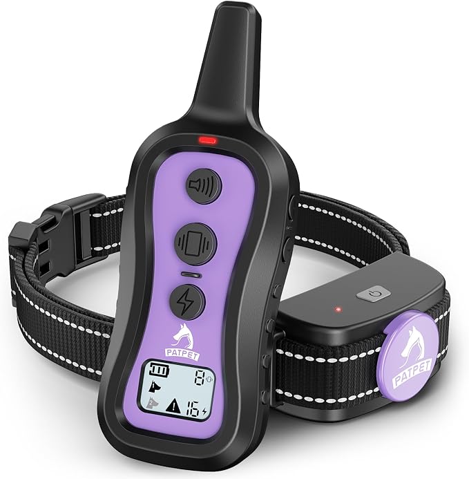 PATPET Dog Training Collar Dog Shock Collar with Remote - 3 Training Modes, Beep, Vibration and Shock, Up to 1000 ft Remote Range, Rainproof for Small Medium Large Dogs