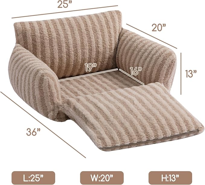 Hollypet Cat Bed Fluffy Plush Multifunctional Double-Layer Machine Washable Soft Warming Kitty Pet Couch Orthopedic Nest Beds for Small Cats Kitten and Dogs up to 13lbs, Khaki(25x20x13 inch)
