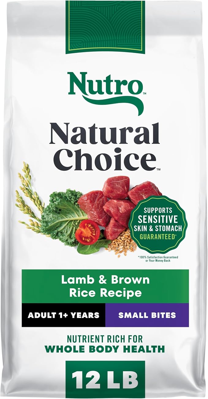 Nutro Natural Choice Small Bites Dry Dog Food, Adult Dog Food Dry Lamb and Brown Rice Recipe, 12 lbs.