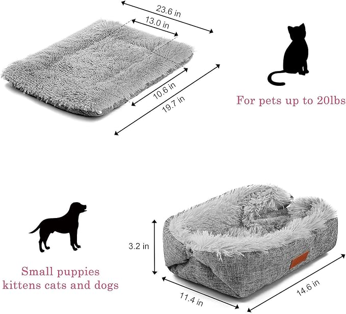 Cat Bed Self Warming, Foldable Self Heated Cat Mat Heating Pad 24 x 20 inch Extra Warm Thermal Pet Pad for Indoor Outdoor Cats, Non-Slip Bottom Washable Non Electric, Grey