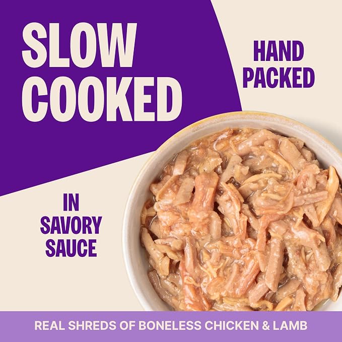 Wellness CORE Signature Selects Shredded Adult Canned Wet Cat Food, Natural, Protein Rich, Grain Free, Chicken and Lamb Entrée Recipe, 5.3 oz, Pack of 12 Cans