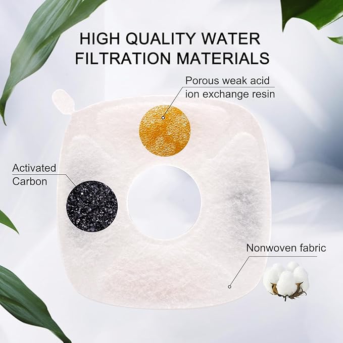 Pet Fountain Filters Compatible with 95Oz/2.8L Dog Water Fountain (16 Filters& 16 Sponges)