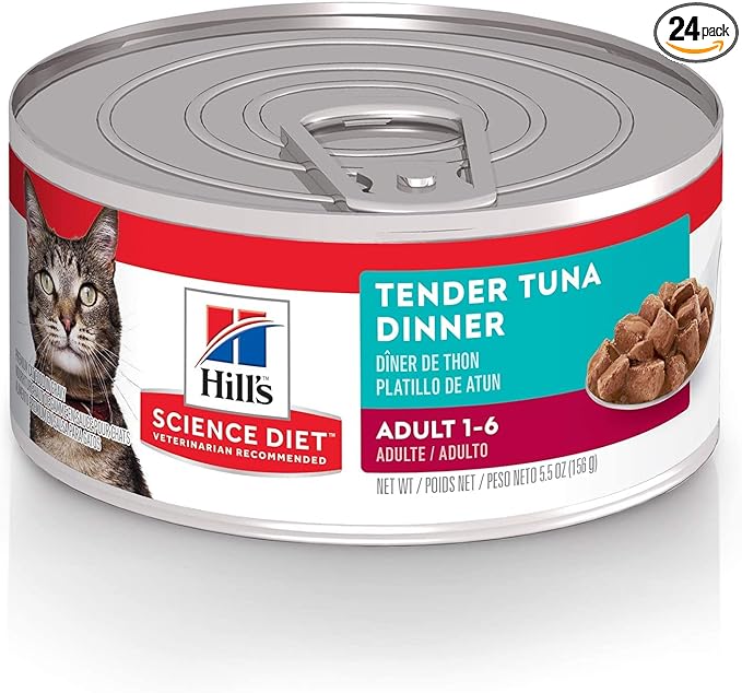 Hill's Science Diet Adult 1-6 Wet Cat Food, Tuna, 5.5 oz. Cans, 24-Pack