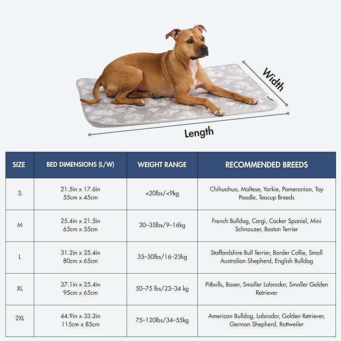 Spark Paws Cooling Mat for Dogs - Self Cooling Dog Mat & Pet Cooling Pad for Large, Medium & Small Dogs - Non-Toxic, Non-Gel Washable Cooling Bed - Cloud Grey - Size L