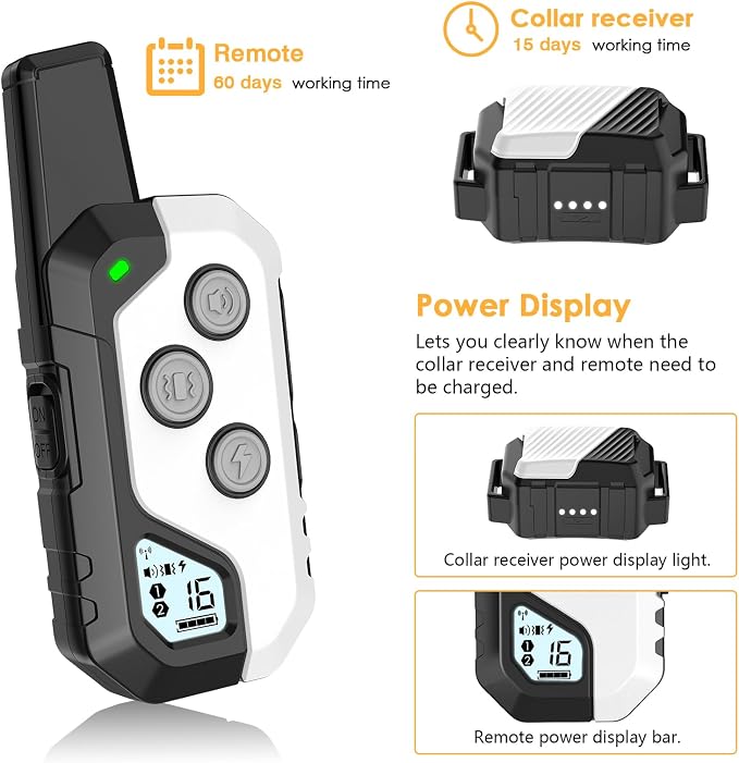 Shock Collar for Dogs, IP67 Waterproof Dog Training Collar with Remote, 3 Training Modes with Beep, Vibration, and Safe Static, Rechargeable E Collar for Large Medium