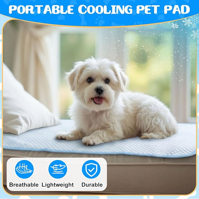 Chunful 4 Pack Pet Cooling Mat, 26 x 20 Inches Dog Cooling Pad for Summer, Ice Silk Self-Cooling Mat, Portable Washable Non-Slip Dog and Cat Pad for Indoor, Outdoor, Car Seats, Trips, up to 25 Lbs