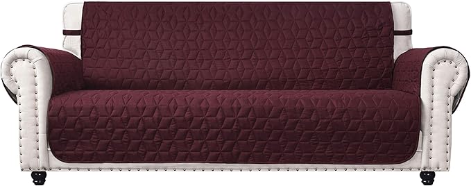 Ameritex Couch Sofa Slipcover 100% Waterproof Nonslip Quilted Furniture Protector Slipcover for Dogs, Children, Pets Sofa Slipcover Machine Washable (Burgundy, 68'')
