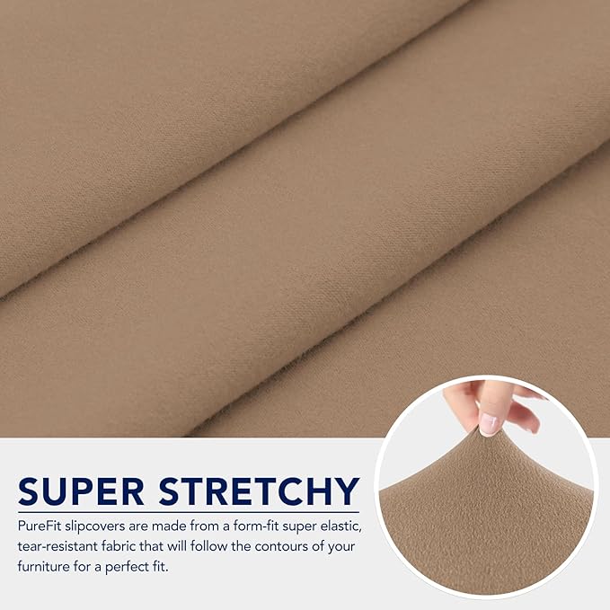 PureFit 100% Dual Waterproof Couch Cover Slipcovers for Couches and Sofas - Stretch Non Slip Fleece Sofa Covers Washable, Leakproof Furniture Protector for Kids, Pets, Dog (Loveseat, Camel)