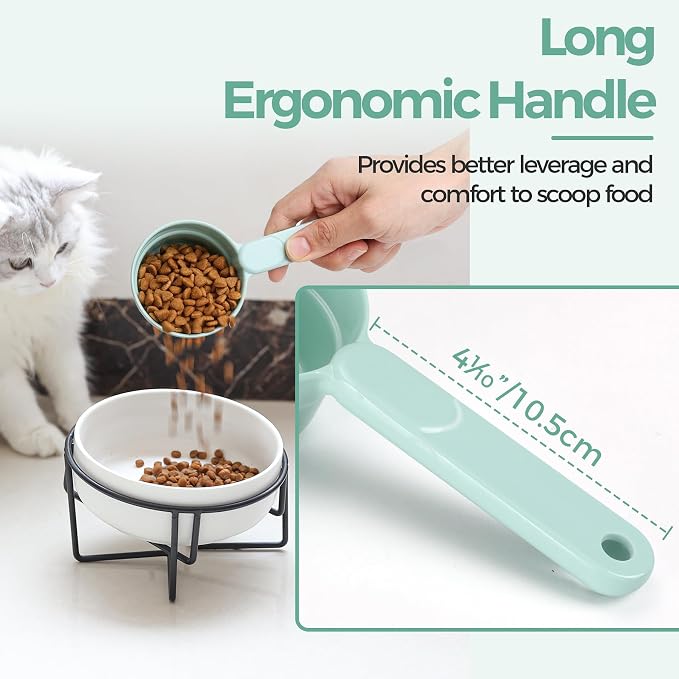 ComSaf MSBC Measuring Dog Food Scoop - 1/2 Cup Scoop Measuring Cup for Dog Cat Ferret Rabbit Bird Food, Melamine Half Cup with Handle, Food-Grade 1/4 Pet Feed Scoop, Dishwasher Safe, Green