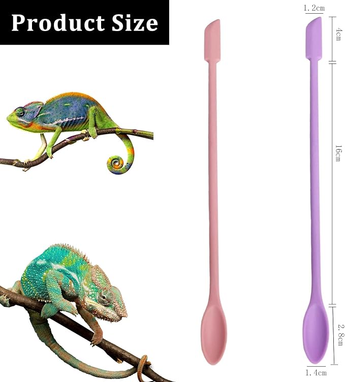 2Pcs Reptile Spoon, Reptile Powder Fruit Mixing Stirring Food Long Handle Feeding Tool Fit Crested Gecko Gargoyle Bearded Dragon