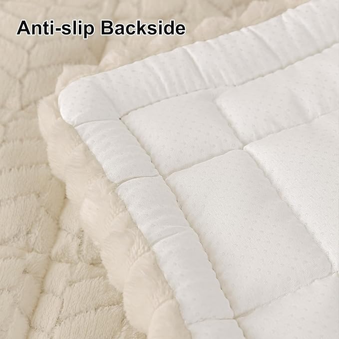 Smiry Couch Cover for Dogs, Non Slip Fuzzy Pet Sofa Arm Covers Washable for Armrest & Backrest, Soft Thick Furniture Protector for Cats Dogs, Against Fur, Dirt (Beige, 27.6"x27.6")