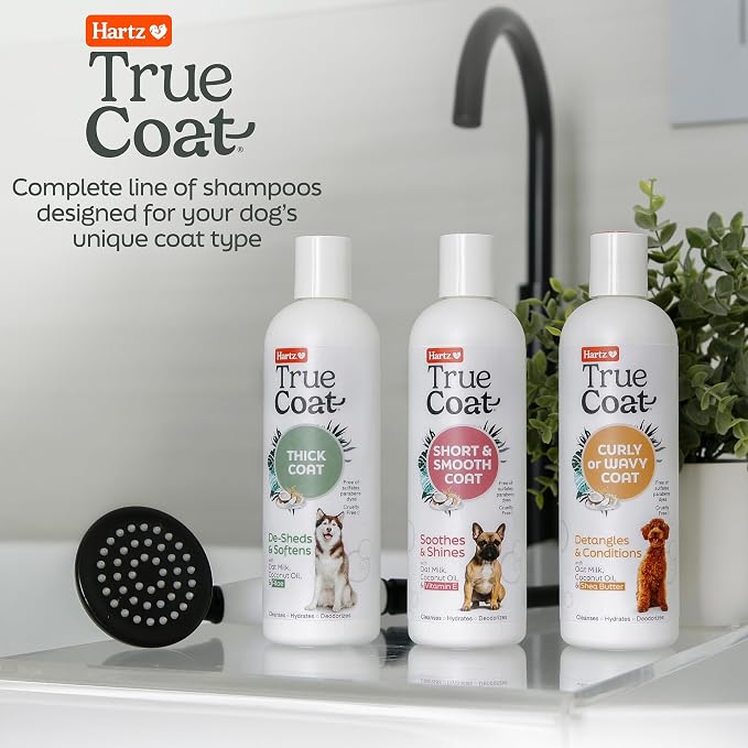 True Coat Thick Coat Dog Shampoo, 5 in 1 De‑Sheds & Softens with Oat Milk, Coconut Oil & Aloe, 16 oz