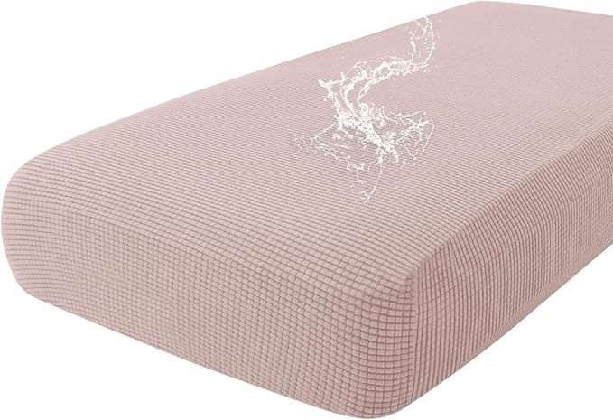 hyha Waterproof Couch Cushion Covers for Pets, Non Slip Sofa Cover for Dogs Washable, Soft Thick Stretch Jacquard Fabric, Sofa Slipcovers with Elastic Bottom (1 Piece for Large, Pink)