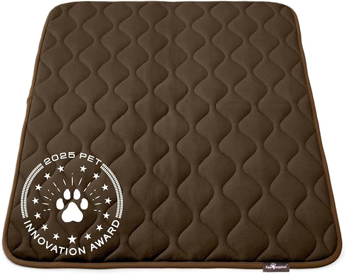 Paw Inspired Washable Padded Crate Mats for Dogs | 41” x 28” Pad, Fits 42-inch Kennels | Leakproof, Waterproof Bottom, Plush Pet Beds (Dark Brown)