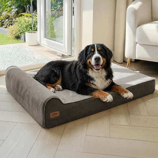 Sytopia XXL 35D Memory Foam Dog Bed for Extra Large Dogs – 7" Thick Orthopedic Pet Couch for Seniors and Big Breeds up to 150 Pounds, with Water-Resistant Liner & Washable Cover – Dark Grey