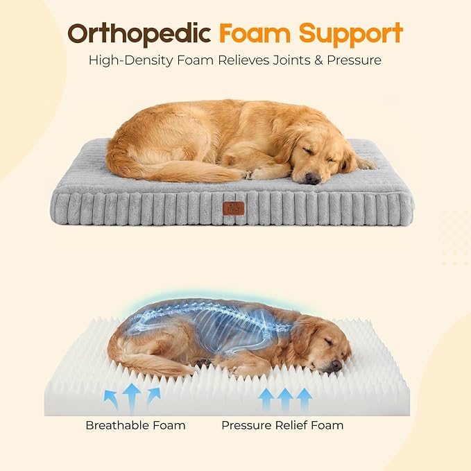 Orthopedic Dog Bed for Medium Dog, Waterproof Pet Bed,Non-Slip Bottom and Egg-Crate Foam with Removable Washable Cover Crate Bed,Grey,30"x20"x3"