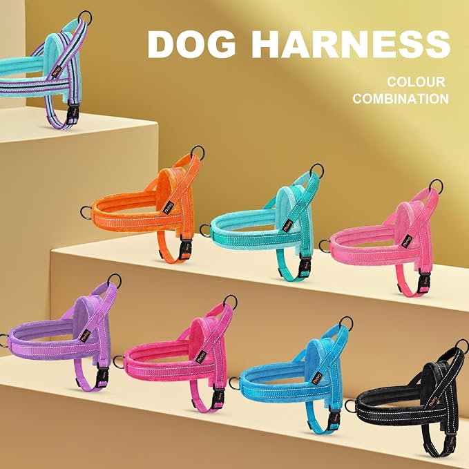 Didog Soft Flannel Padded Dog Vest Harness, No Pull/Quick Fit Reflective Dog Strap Harness, Easy for Training Walking (S:Chest 18-22", Hot Pink)