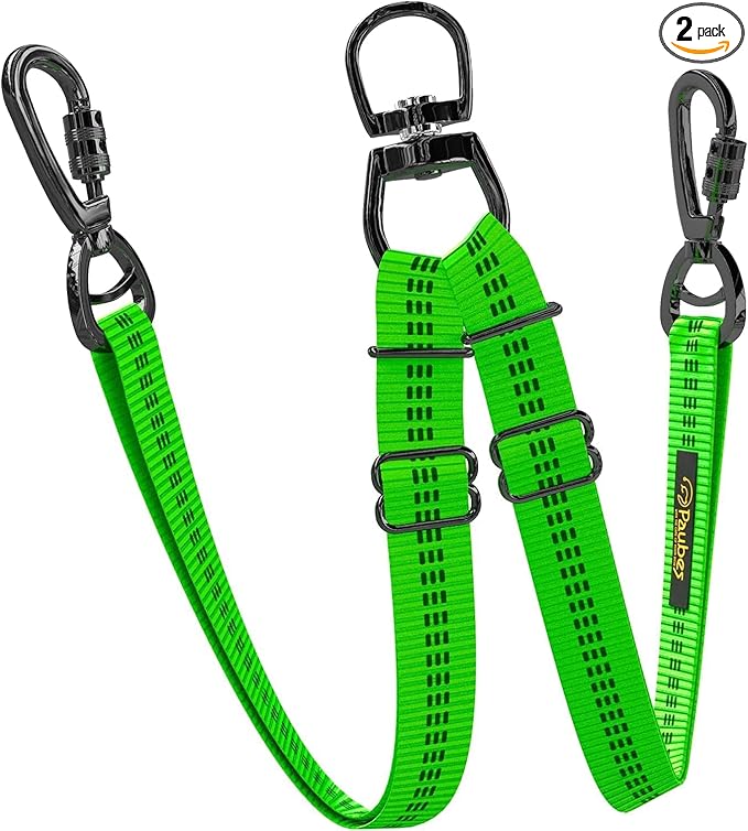 Dog Leash – Dual Reflective with Non-Tangle Design – Heavy Duty Nylon and Metal Buckles – Ideal (Green, 2 Dog Leash)