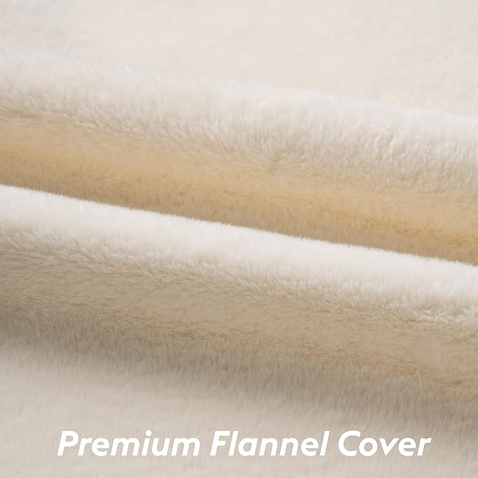 FunFurry Self Warming Cat Bed, Heating Cat Pad, Extra Soft Flannel Surface, Removable ＆ Washable, Thick Thermal Mat with Non-Slip Bottom (Ivory, 24" X 18")