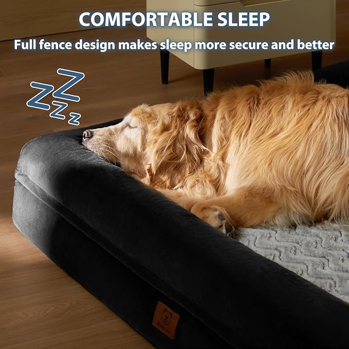 WNPETHOME XL Extra Large Dog Bed, Washable Dog Couch with Removable Waterproof Cover, Orthopedic Large Pet Sofa Bed with Bolster Sides for Sleeping