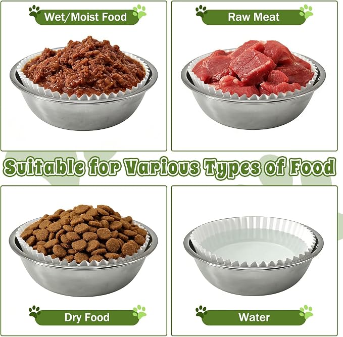 600 Pcs Pet Disposable Feeding Bowls Liner Bulk, Upgraded Thickened Disposable Cat Food Bowls Liner for Small Dogs Cats Dish, Dry & Wet Food Feeding Station