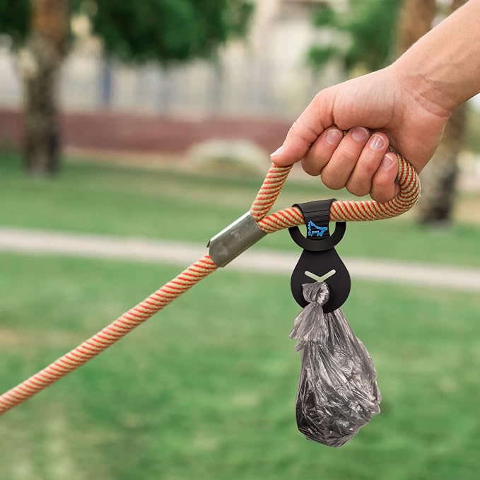 Dog Poop Bag Holder for Leash Waste Bag Carrier Dog Poop Bag Dispenser for Walking Running Bicycle Accessory 2 Pieces (Black + Blue)