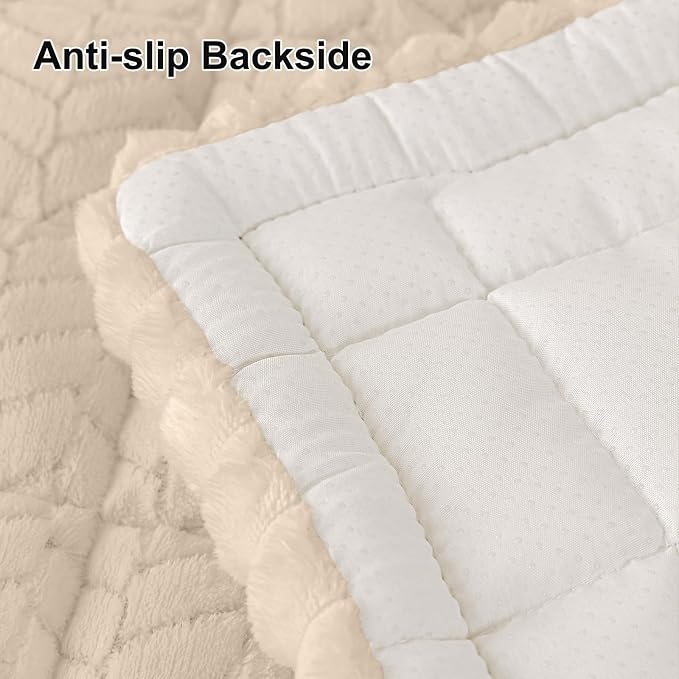 Smiry Couch Cover for Dogs, Non Slip Fuzzy Pet Sofa Covers Washable for 3 Cushion Couch, Soft Thick Furniture Protector for Cats Dogs, Against Fur, Dirt, Scratch Resistant (Apricot, 35.4"x70.9")