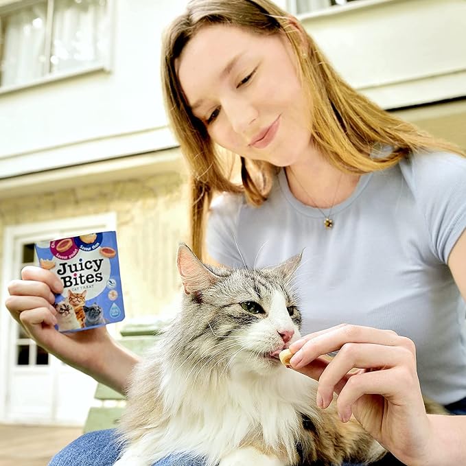 INABA Juicy Bites, Moist & Chewy Cat Treats with Vitamin E and Green Tea Extract, 0.4 Ounces per Pouch, 18 Pouches (3 per Bag), Scallop and Crab