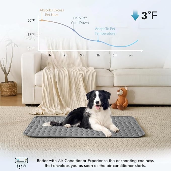 MICROCOSMOS Summer Cooling Mat & Sleeping Pad- Water Absorption Top, Materials Safe, Easy Carry, EZ Clean. Keep Cooling for Pets, Kids and Adults.(Drak Grey, 48" x24")