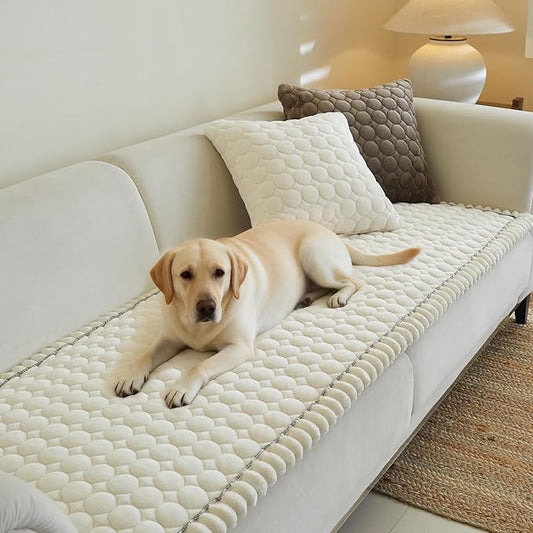 Circular Grid Couch Cover for Dogs Washable - Non Slip Thick Soft Pet Sofa Protector for 3 Cushion Couch Large Silicone Particles Furniture Mat for Cats Sectional Slipcovers