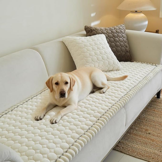 Circular Grid Couch Cover for Dogs Washable - Non Slip Thick Soft Pet Sofa Protector for 3 Cushion Couch Large Silicone Particles Furniture Mat for Cats Sectional Slipcovers