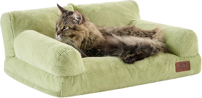 Hollypet Fluffy Dog Cat Bed Pet Couch Beds Plush Soft Warming Washable Puppy Bed for Small Medium Dogs and Large Cats, Cantaloupe Green, 24" L x 18" W x 10" Th