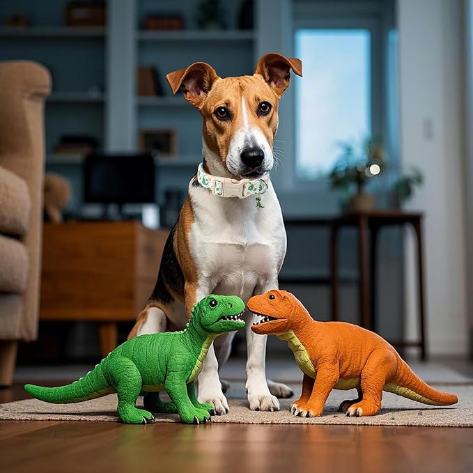 DOGWONG Dinosaur Dog Collar- Cute Summer Dog Collars Adjustable Designer Puppy Dinosaur Dog Collar for Boy Male Small Medium Large Dogs XS