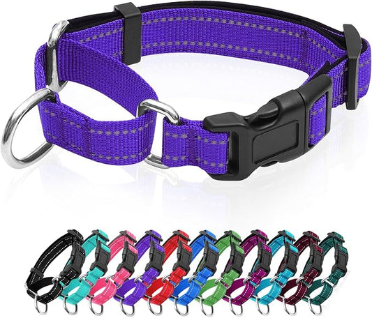 Reflective Martingale Dog Collars. Dog Collar with Quick Release Buckle. Adjustable Soft Padded Breathable Nylon Pet Collar Suitable for Puppies for Small Medium Large Dogs.